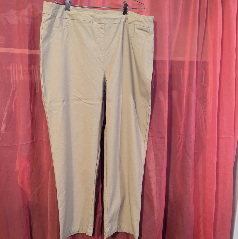 Beige Straight-Leg Pants